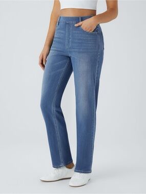 Halara High Waist Flex Stretch Straight Leg Jeans Women’s Small Medium Wash